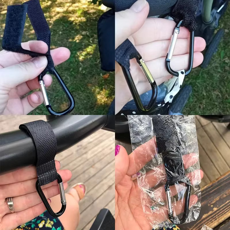 Kinderwagen Haken Organizer aus Aluminiumlegierung in Schwarz für Windeltaschen und Einkaufstaschen - Bild 4