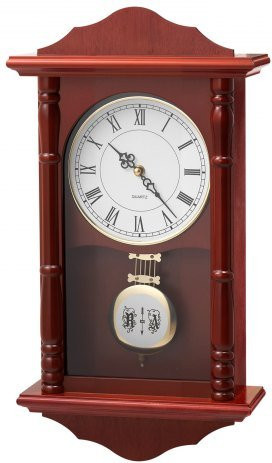 VEVOR Wanduhr im Vintage-Stil mit Pendel und Quarzwerk, Kirschholz-Optik, B/H/T: 46,0 x 24,0 x 9,2 cm - Bild 1