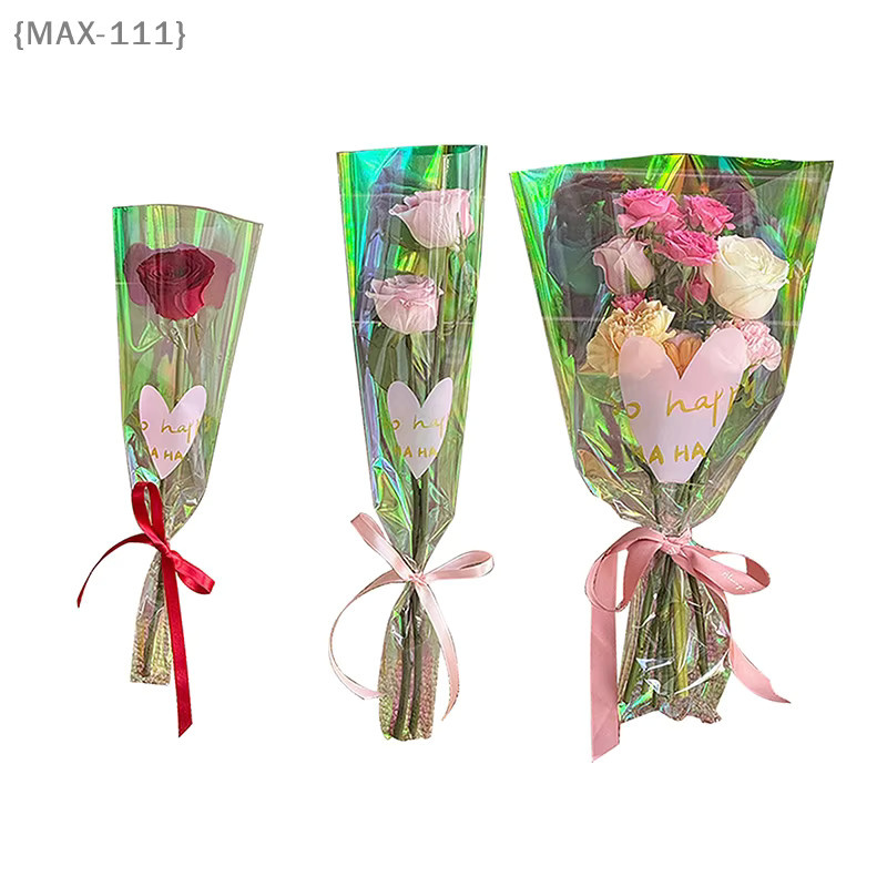 30 Stück transparente Rosenhüllen mit Liebesherzen, schillernde wasserdichte DIY-Blumenverpackungstaschen aus Kunststoff - Bild 3