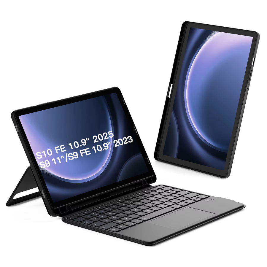 Samsung Tastaturhülle mit Touchpad für Galaxy Tab S10 FE, S9 FE und S9 im Hoch- und Querformat, Schwarz - Bild 2