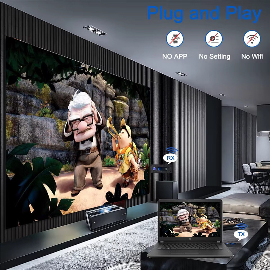 Navceker HDMI Extender Full HD kabelloser Videosender und Empfänger in Schwarz für 60 m kabellose Übertragung, Display-Adapter zur Bildschirmspiegelung von PC oder Kamera auf den TV - Bild 3