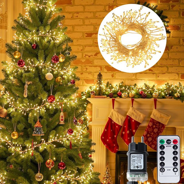 KIKIELF LED Cluster Lichterkette in Warmweiß für Weihnachten, Hochzeit und Party - Bild 1