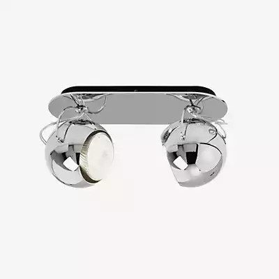 Fabbian Beluga Steel Decken- und Wandleuchte 2-flammig in Schwarz und Silber mit weißen Glassphären - Bild 1
