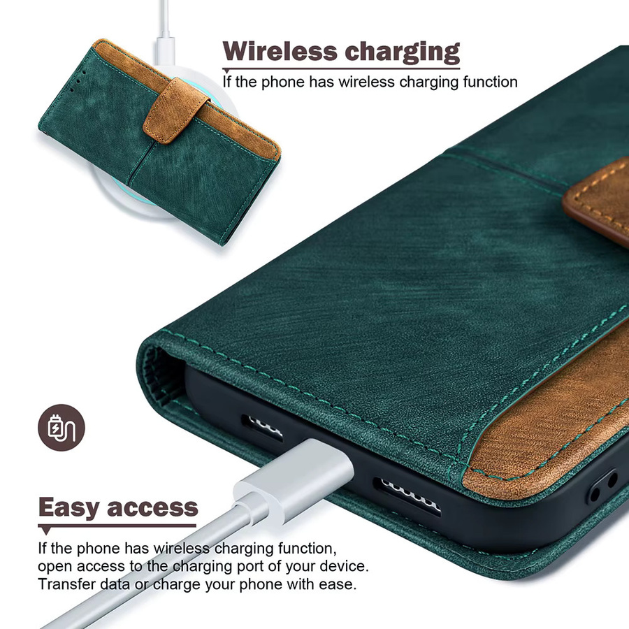 Vivo Handyhülle aus PU-Leder mit Metall-Schnallen und Flip-Wallet in Braun - Bild 3