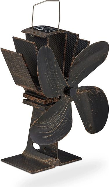 Relaxdays Ofenventilator aus Aluminium in Schwarz und Bronze, stromlos im Vintage-Design, B/T/H: 21 x 19 x 12 cm - Bild 1