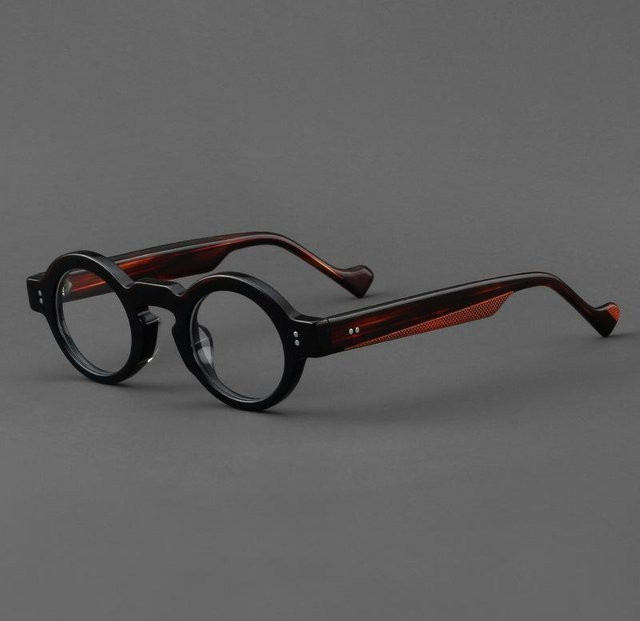 Vintage Acetat Korrektionsbrille Rund, Unisex, Black, Vollrand - Bild 1