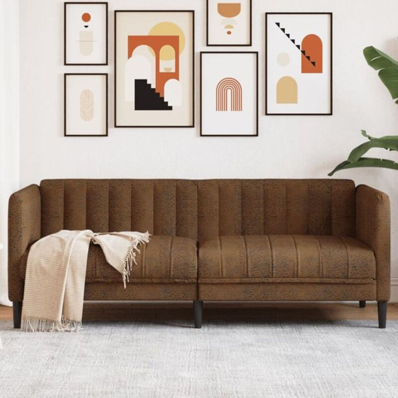vidaxl 2-Sitzer Sofa in Braun aus Kunstleder in moderner Wildleder-Optik - Bild 1