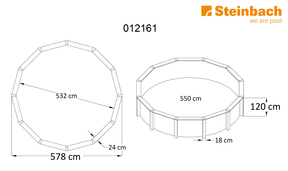 Steinbach Stahlwand Swimming Pool Set Nuovo de Luxe, anthrazit / silbergrau, Durchmesser: 550 cm, Höhe: 120 cm - Bild 2