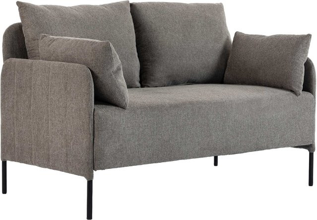 CLP 2-Sitzer Couch in Grau mit Kissen, gepolstertes Sofa für das Wohnzimmer - Bild 1