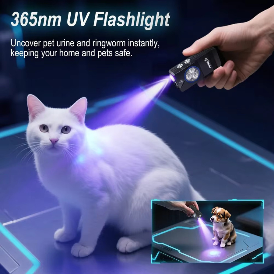 BORUiT EV30 UV-LED-EDC-Taschenlampe mit 550 Lumen, Typ C wiederaufladbar, Magnet und wasserdicht, Farbe: Schwarz - Bild 3