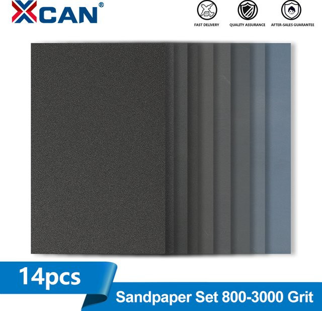 XCAN 14er Set Nass-Trocken-Schleifpapier für Handarbeit mit Körnungen von 800 bis 3000 - Bild 1