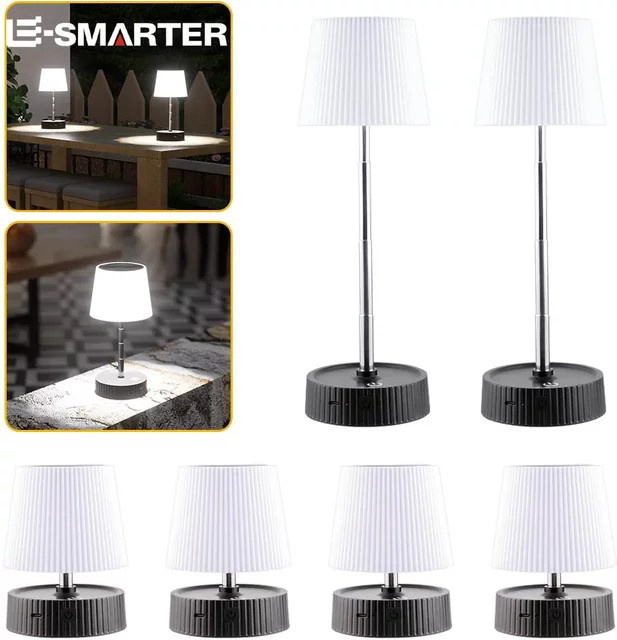 ESMARTER Solar Tischlampe für Outdoor und Camping, Wasserdichtes Warmweißes Nachtlicht mit USB-Ladefunktion, Weiß - Bild 1