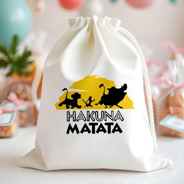 Hakuna Matata Löwenkönig Geschenktasche für Kindergeburtstage und Partys in Weiß - Bild 1