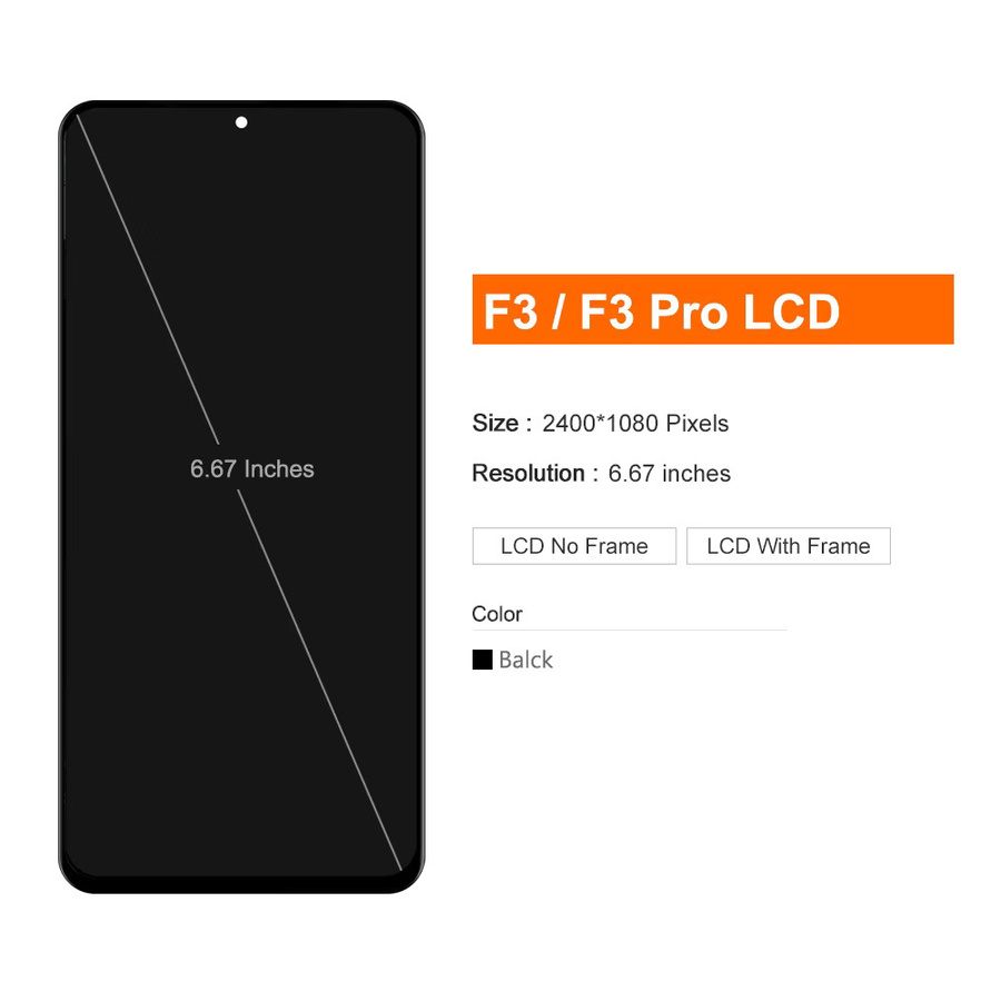 Xiaomi Poco F3 M2012K11AG AMOLED Display Ersatz mit Rahmen in Schwarz, 6,67 Zoll Digitaler Touchscreen LCD Ersatz - Bild 2