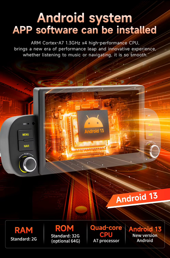 BQCC 1Din Auto Radio für Fiat Panda 2013 bis 2020 mit 7 Zoll Display, kabellosem CarPlay, Android Auto, WiFi, GPS und Bluetooth in Schwarz - Bild 2