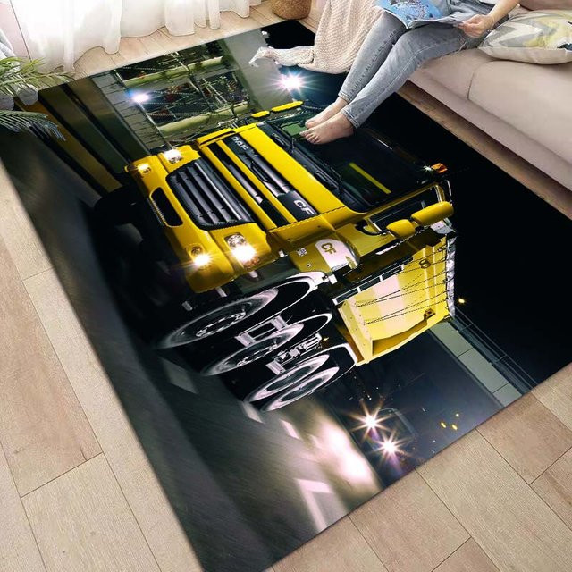 Karpetti Teppich mit Daf LKW Oldtimer Logo, Gelb, B/B: 80 x 120 cm - Bild 1
