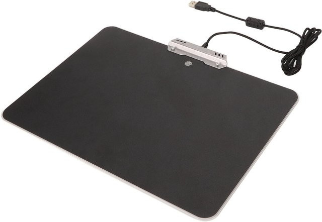 DIYelecs Hartes Gaming-Mauspad mit RGB-Hintergrundbeleuchtung und mikrotexturierter Oberfläche, Schwarz, B: 35 cm, T: 25 cm - Bild 1