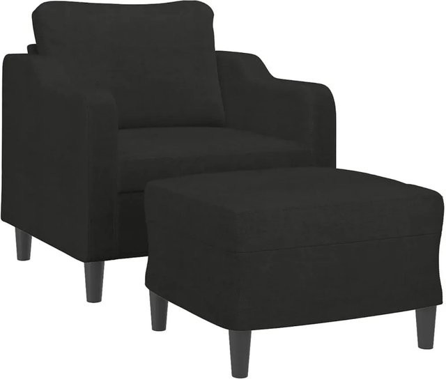 vidaXL Sessel mit Hocker in Schwarz, moderner Relaxsessel aus Stoff mit Armlehnen für dein Wohnzimmer - Bild 1