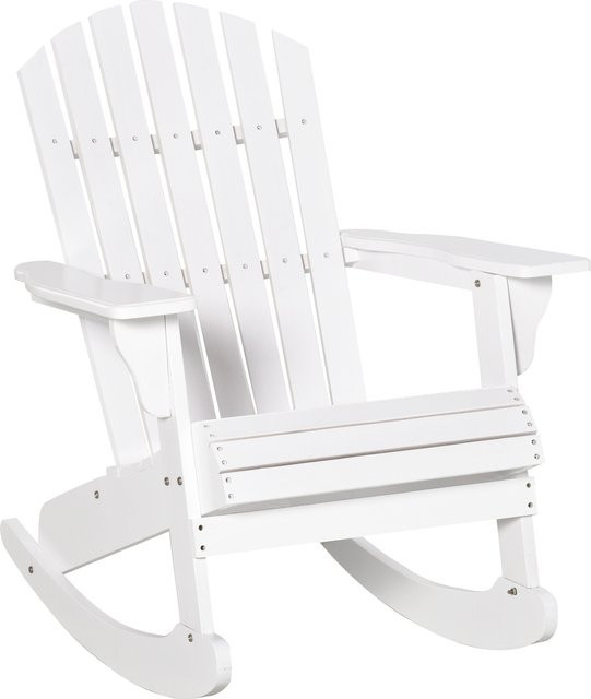 Outsunny Adirondack Gartenstuhl Schaukelstuhl aus Tannenholz in Weiß, wetterfest mit Armlehnen, B/T/H: 77 x 94 x 97 cm - Bild 1
