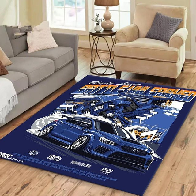 Lodestar Rennauto Motiv Teppich in Blau, Waschbar und Rutschfest, B/T: 60 x 40 cm - Bild 1