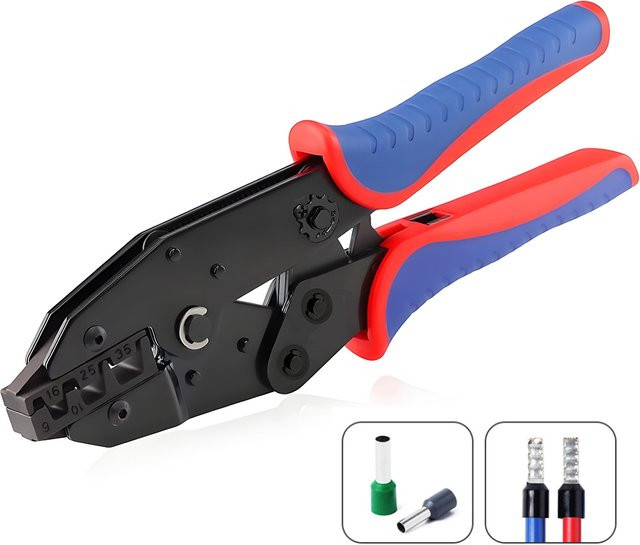 HS-35WF Crimpzange für Aderendhülsen und Hülsen, Ratschendraht-Crimper, AWG 10–2 (6–35 mm2), Multicolor - Bild 1