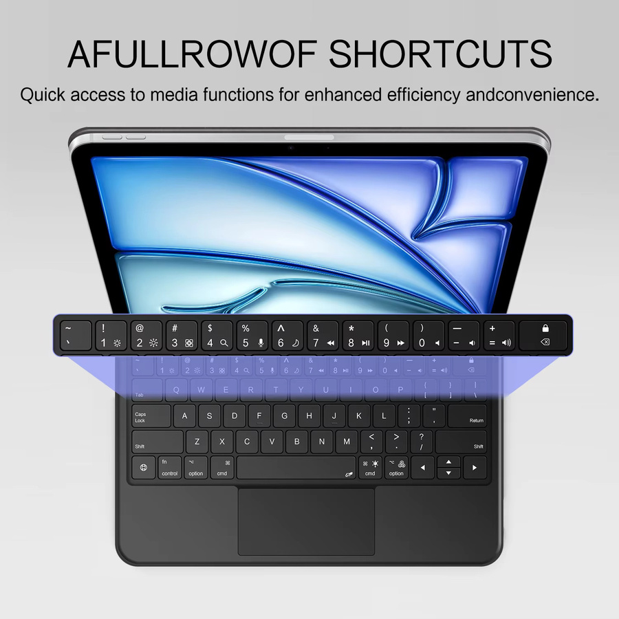 AJIUYU Magic Keyboard mit Pogo PIN und Scissor-Switch für iPad Pro und iPad Air, Multi-Touch Tastatur Hülle, erhältlich in Schwarz oder Weiß - Bild 4