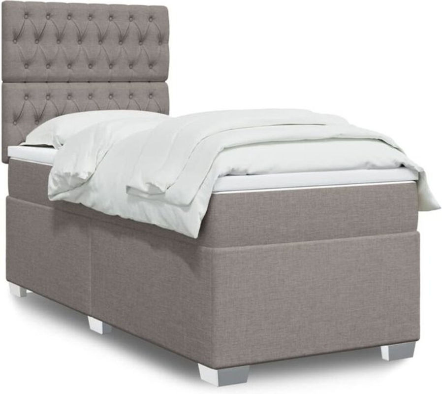 vidaxl Boxspringbett mit Matratze in Taupe meliert aus Stoff, B/T: 80 x 200 cm - Bild 1