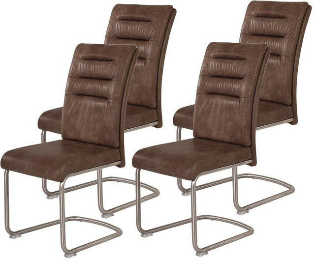 Hela Schwingstuhl Paula 4er Set in Braun aus Microfaser mit Edelstahlgestell B/H/T: 45 x 102 x 65 cm - Bild 1
