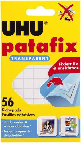 UHU Patafix Klebepads transparent, doppelseitig und wiederablösbar, 56 Stück - Bild 1