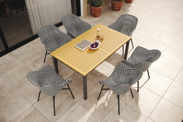 Hartman South Wales Garten-Essgruppe aus Teakholz und Aluminium mit 6 Sesseln, Ausziehtisch, Schwarz/Weiß/Multicolor - Bild 1
