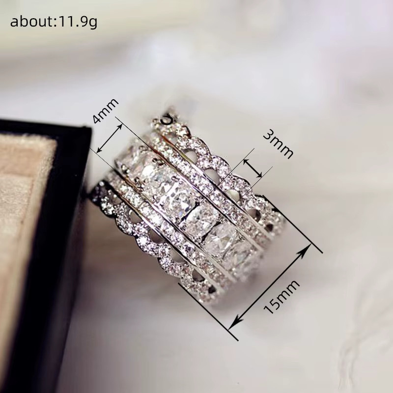 Huitan Ringe, Silber Farbe, CZ Kristall, Damen - Bild 4