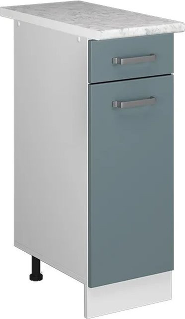 Vicco Küchenunterschrank R-Line Schubladenschrank mit Marmor Arbeitsplatte in Blau-Grau/Weiß, Breite: 30 cm - Bild 2