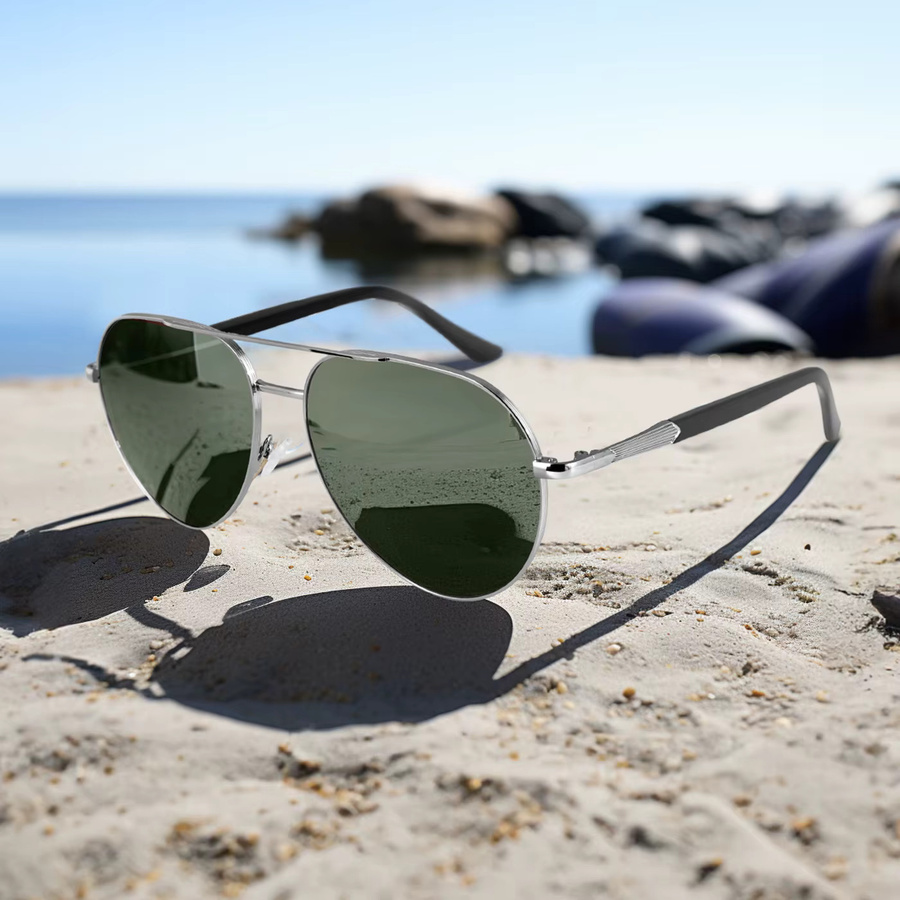 MAXJULI 8217 Sonnenbrille, Metall, Vollrand, Aviator, Unisex, polarisiert - Bild 1