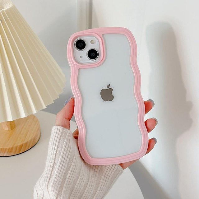 Transparentes iPhone Case mit gewellten Linien in Pink von Bai Fen Bai-Digital 3C für iPhone 15 Pro Max und weitere Modelle - Bild 1