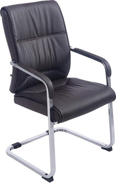 TPFLiving Anobo XL Besucherstuhl aus Kunstleder mit Metallgestell und Armlehnen, Braun, B/T/H: 48 x 65 x 102 cm - Bild 1
