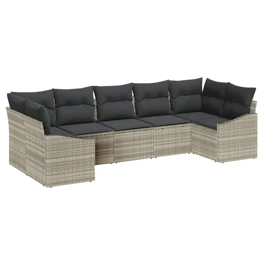 7-teiliges vidaXL Garten-Sofa-Set aus Poly-Rattan in Hellgrau - Bild 2