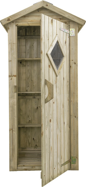 Gartenschrank aus imprägniertem Kiefernholz in Braun mit Schwenktüren - Bild 1