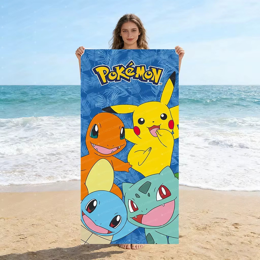 Bandai Pokémon Pikachu Kinder-Strandtuch, weiches und schnell trocknendes Cartoon-Schwimmtuch in Multicolour - Bild 2