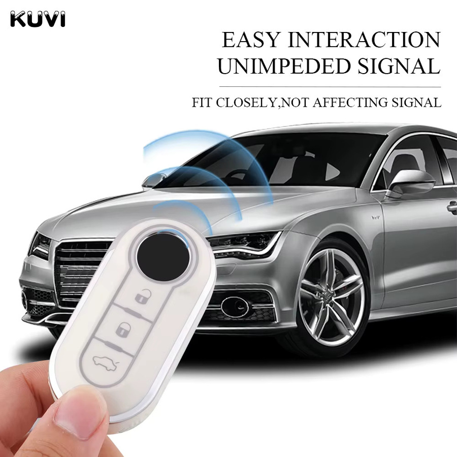 Kuvi TPU Auto Flip Schlüsselhülle für Fiat 500 Ducato Punto Panda Lancia Musa Citroen Jumper und Peugeot Boxer - Bild 3
