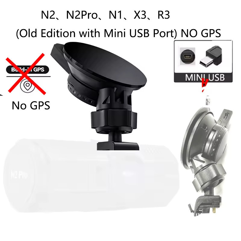 Vantrue Saugnapfhalterung für N2, N2 Pro, N1, X3 und R3 mit Micro-USB-Anschluss, Schwarz - Bild 2
