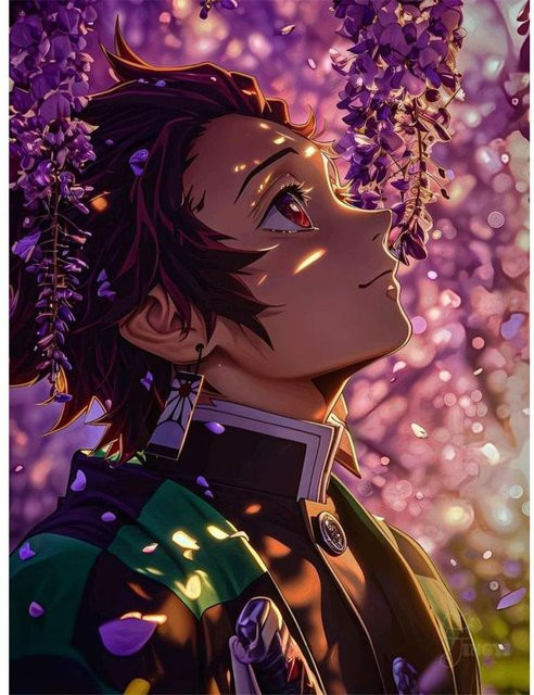 Kimetsu no Yaiba Unendliches Schloss 5D DIY Diamantmalerei Set als Mosaik Stickerei in Multicolour, B: 40 cm, H: 50 cm - Bild 1