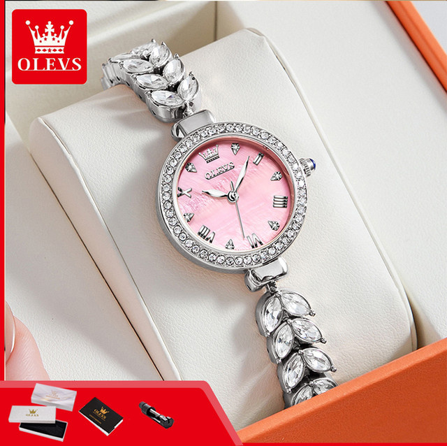 OLEVS Armbanduhr, Diamantbesetzt, Quarz, Edelstahl, Silber, Damen - Bild 1