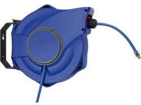 Riegler Schlauchaufroller für Druckluft in Blau mit 10 m PU-Schlauch Durchmesser 12x8 mm und R 1/4 AG Wandmontage - Bild 1
