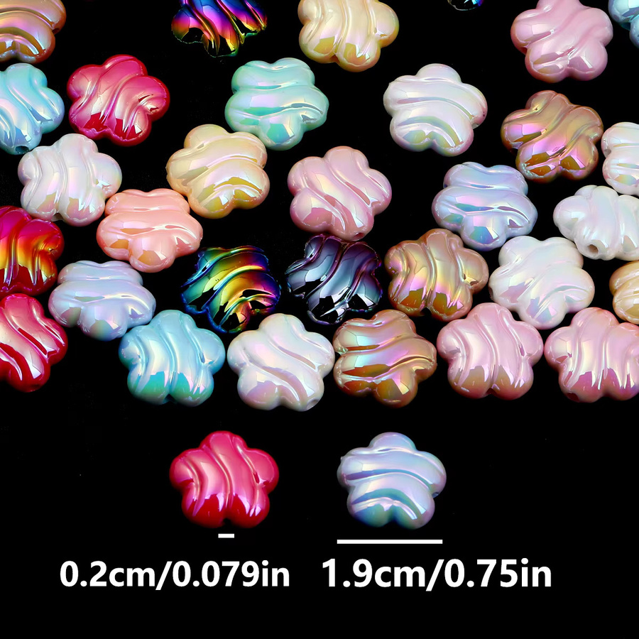 NASSBORO Perlen, Acryl, Pflaumenblüten, Bunt, 19 mm - Bild 4