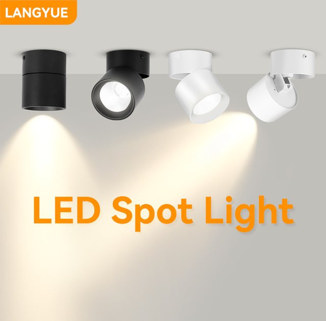 LANGYUE LED Downlight Aufputz Lampe aus Aluminium für Schlafzimmer und Küche, 25W, 220V, Schwarz - Bild 1