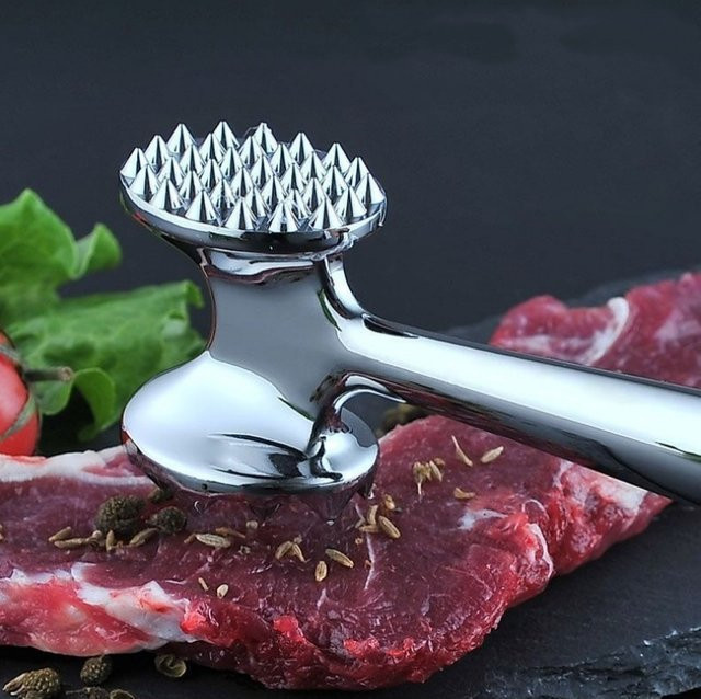 JUSTINLAU Fleischklopfer aus Edelstahl in Silber für Steak und Schweinefleisch - Bild 1