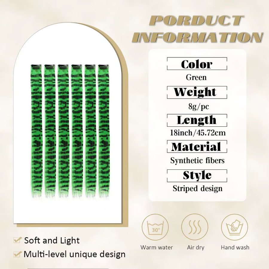 Refeeny Clip-in Haar Extensions, 6er-Set, Synthetisch, Bunt, Gestreift - Bild 2