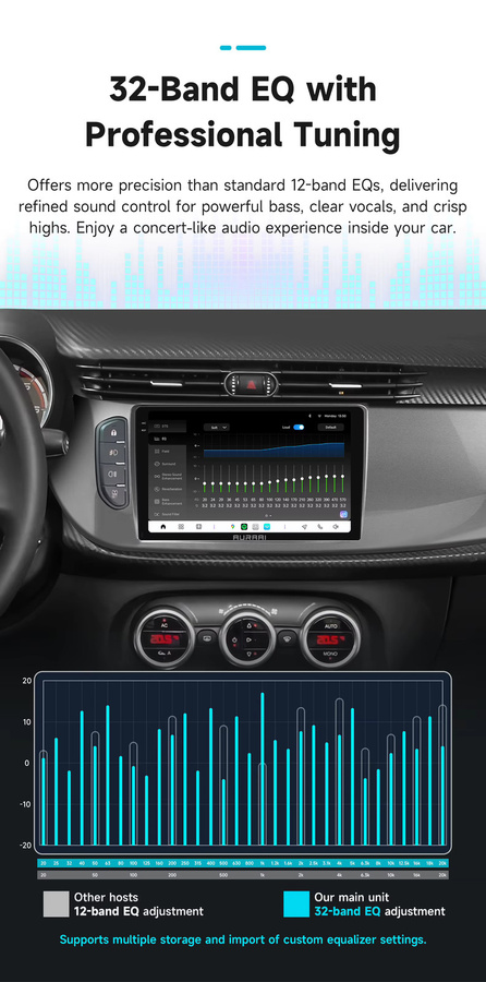 AURAAI Touchscreen Stereo Player mit Navigation und ADAS für Alfa Romeo Giulietta 2010-2018, 9.0 Zoll, Android Auto und Carplay, Schwarz, 2din - Bild 4