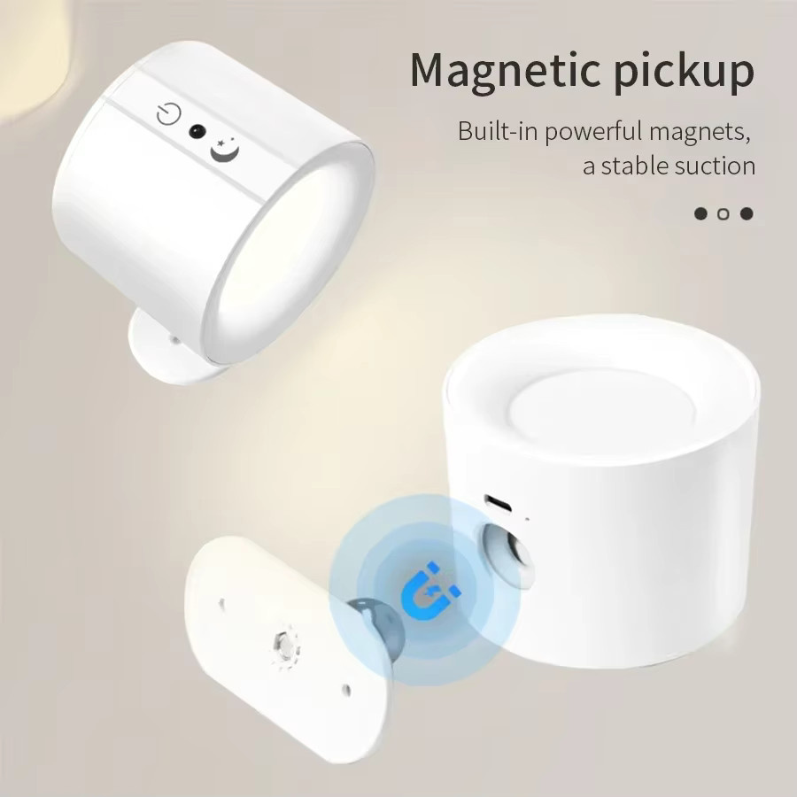GGBEE LED-Wandleuchte mit Touch-Steuerung, wiederaufladbar, 360 Grad drehbar, weiß - Bild 2
