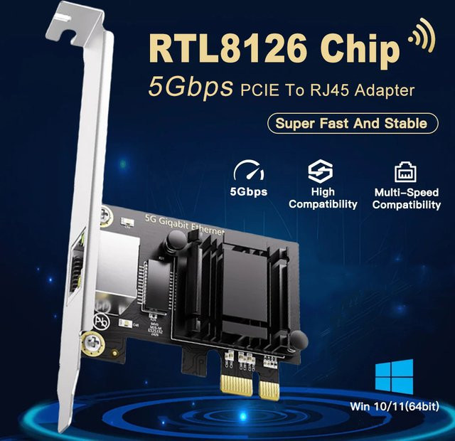 Realtek PCIe zu RJ45 Netzwerkkarte 5 Gbit/s Ethernet Adapter in Schwarz - Bild 1